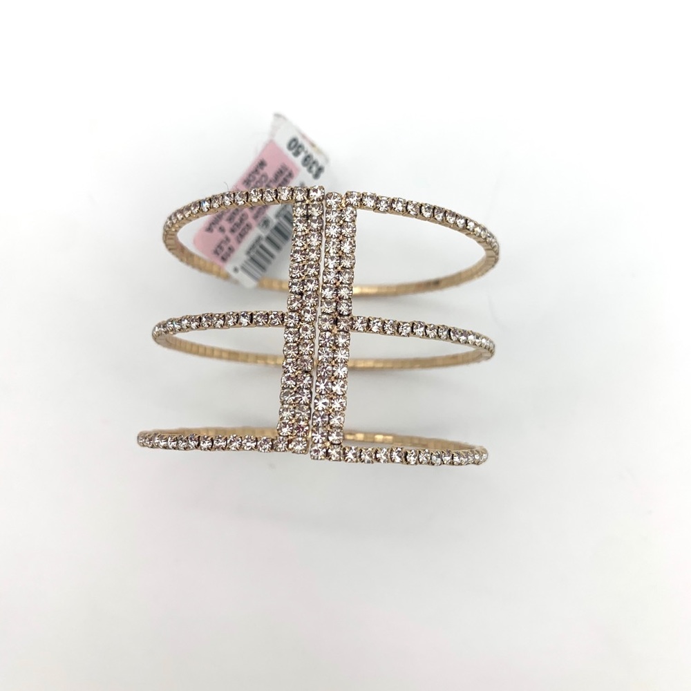 4/$25 INC Gold Silver Crystal Cuff Bracelet NEW - Picture 1 of 6